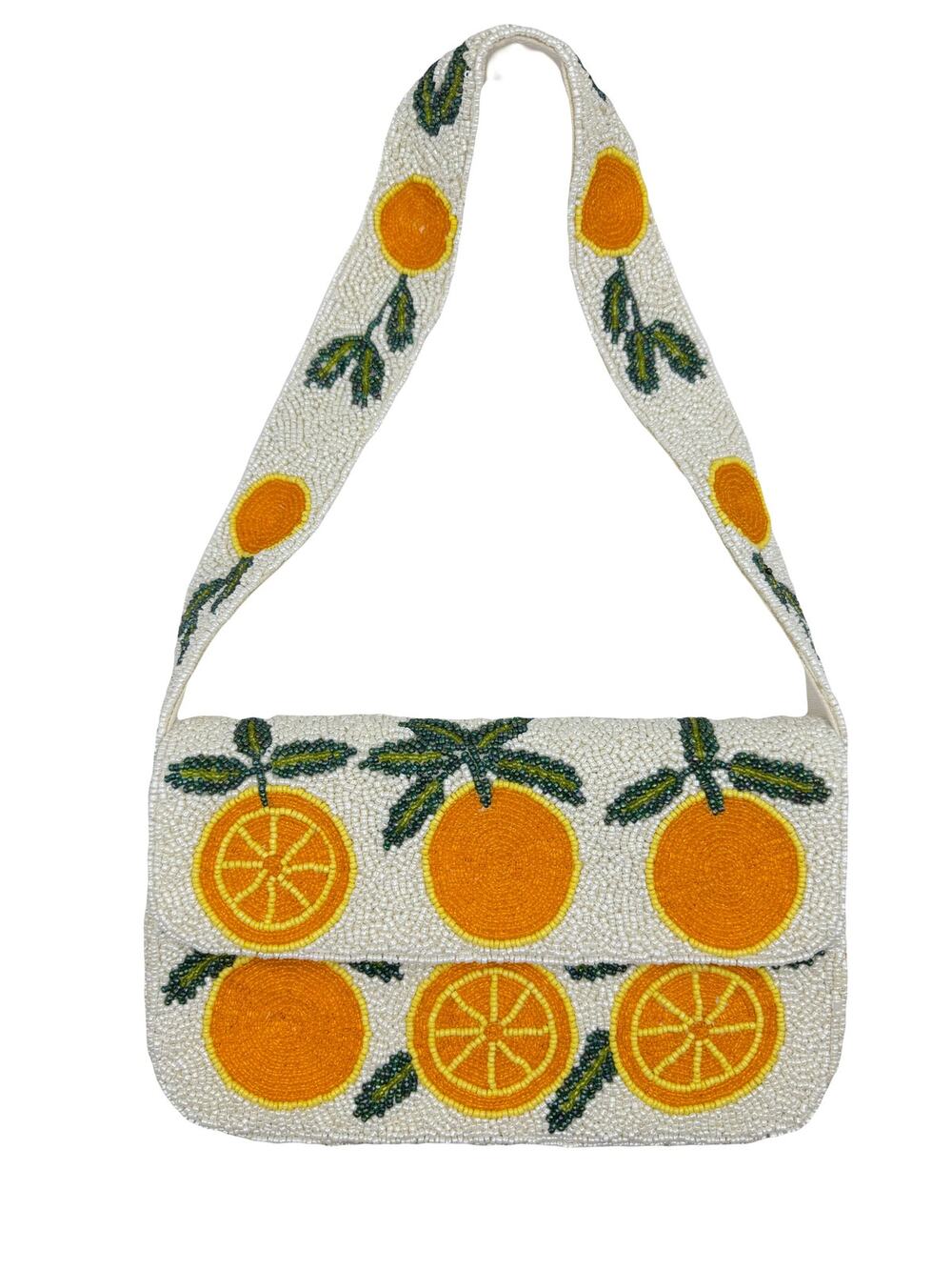 Orange Beaded Shoulder Bag